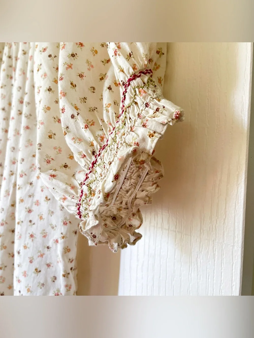 DÔEN Annalise Blouse Parc Monceau Floral Cream Medium EUC